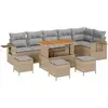 Image de vidaXL Ensemble de canapé de jardin avec coussins 12 pcs Beige et gris clair Poly-Rotin