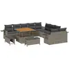 Image de Ensemble de canapés de jardin vidaXL avec coussins et rangement, 13 pièces, gris, en polyrotin