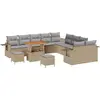 Image de Ensemble de canapés de jardin vidaXL avec coussins et rangement, 13 pièces, beige, en polyrotin