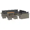 Image de Ensemble de canapés de jardin vidaXL avec coussins et rangement, 14 pièces, gris, en polyrotin