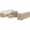 Image de vidaXL Ensemble de canapé de jardin avec mémoire 11 pcs Beige Poly Rattan