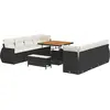 Image de vidaXL Ensemble de canapé de jardin avec mémoire 11 pcs noir poly rotin