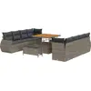 Image de Ensemble de canapés de jardin vidaXL avec coussins et rangement, 11 pièces, gris, en polyrotin