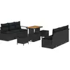 Image de vidaXL Ensemble de canapé de jardin avec mémoire 9 pcs noir poly rotin