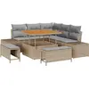 Image de vidaXL Ensemble de canapé de jardin avec coussins avec mémoire 8 pcs Beige Poly Rattan