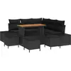 Image de vidaXL Ensemble de canapé de jardin avec coussins 9 pcs noir poly rotin