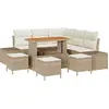 Image de Ensemble de canapé de jardin vidaXL, 9 pièces, beige, en résine tressée