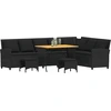 Image de vidaXL Ensemble de salon de jardin 4 pièces avec coussins L-forme noir Poly rotin