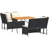 Image de vidaXL Ensemble de salon de jardin 3 pièces avec coussins noir poly rotin