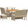 Image de vidaXL Ensemble de salon de jardin 5 pièces avec coussins Beige Poly Rattan