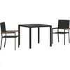 Image de vidaXL Ensemble de jardin 3 pcs noir Poly-Rotin