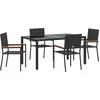 Image de vidaXL Ensemble de jardin 5 pcs noir Poly-Rattan