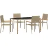 Image de vidaXL Ensemble de jardin 5 pcs Beige Poly-Rattan