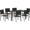 Image de vidaXL Ensemble de jardin 7 pcs noir Poly-Rattan
