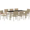 Image de vidaXL Ensemble de jardin 9 pcs Beige Poly-Rotin