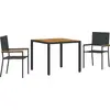 Image de vidaXL Ensemble de jardin 3 pcs noir Poly-Rotin