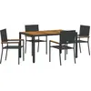 Image de vidaXL Ensemble de jardin 5 pcs noir Poly-Rattan