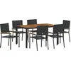 Image de vidaXL Ensemble de jardin 7 pcs noir Poly-Rattan
