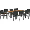 Image de vidaXL Ensemble de jardin 9 pcs noir Poly-Rattan