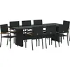 Image de vidaXL Ensemble de jardin 9 pcs noir Poly-Rattan