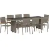 Image de vidaXL Ensemble de jardin pour repas, 9 pièces, gris, en résine tressée