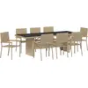 Image de vidaXL Ensemble de jardin 9 pcs Beige Poly-Rotin