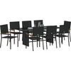 Image de vidaXL Ensemble de jardin 9 pcs noir Poly-Rattan