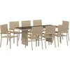 Image de vidaXL Ensemble de jardin 9 pcs Beige Poly-Rotin