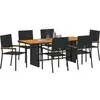 Image de vidaXL Ensemble de jardin 7 pcs noir Poly-Rattan