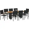 Image de vidaXL Ensemble de jardin 9 pcs noir Poly-Rattan