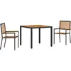 Image de Ensemble de salon de jardin vidaXL, 3 pièces, en polyrotin noir et marron
