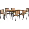 Image de vidaXL Ensemble de salle à manger de jardin 7 pièces Noir et marron Poly-rotin