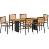 Image de vidaXL Ensemble de salle à manger de jardin 7 pièces Noir et marron Poly-rotin