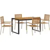 Image de vidaXL Ensemble de jardin pour repas, 5 pièces, en polyrotin beige et marron