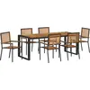 Image de vidaXL Ensemble de salle à manger de jardin 7 pièces Noir et marron Poly-rotin