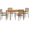 Image de vidaXL Ensemble de jardin 5 pcs noir bois massif acacia