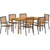 Image de vidaXL Ensemble de jardin 7 pcs noir bois massif acacia