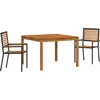 Image de vidaXL Ensemble de jardin 3 pcs noir bois massif acacia