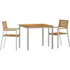 Image de Ensemble de salle à manger de jardin vidaXL, 3 pièces, en bois d'acacia massif et acier inoxydable