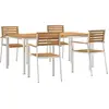 Image de Ensemble de salon de jardin vidaXL, 5 pièces, en bois d'acacia massif et acier inoxydable