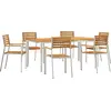 Image de Ensemble de jardin vidaXL 7 pièces en bois d'acacia massif et acier inoxydable