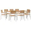 Image de vidaXL Salon de jardin 9 pcs brun bois massif teck