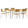 Image de vidaXL Ensemble de table d'extérieur 7 pièces Marron Bois massif Acacia