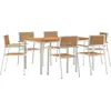 Image de Ensemble de table d'extérieur vidaXL, 7 pièces, bois de teck massif, marron
