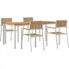Image de Ensemble de table d'extérieur vidaXL, 5 pièces, bois de teck massif, marron