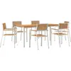 Image de Ensemble de table d'extérieur vidaXL, 7 pièces, bois de teck massif, marron