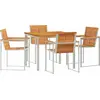 Image de Ensemble de salon de jardin vidaXL, 5 pièces, en bois d'acacia massif et acier inoxydable
