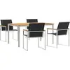Image de Ensemble de salon de jardin vidaXL, 5 pièces, en bois d'acacia massif et acier inoxydable