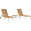 Image de vidaXL Chaise longue 2 places, 3 pièces, marron, bois massif d'acacia