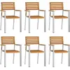 Image de vidaXL Ensemble de 6 chaises de jardin, finition huilée naturelle, 56 x 54,5 x 87 cm, bois massif d'acacia